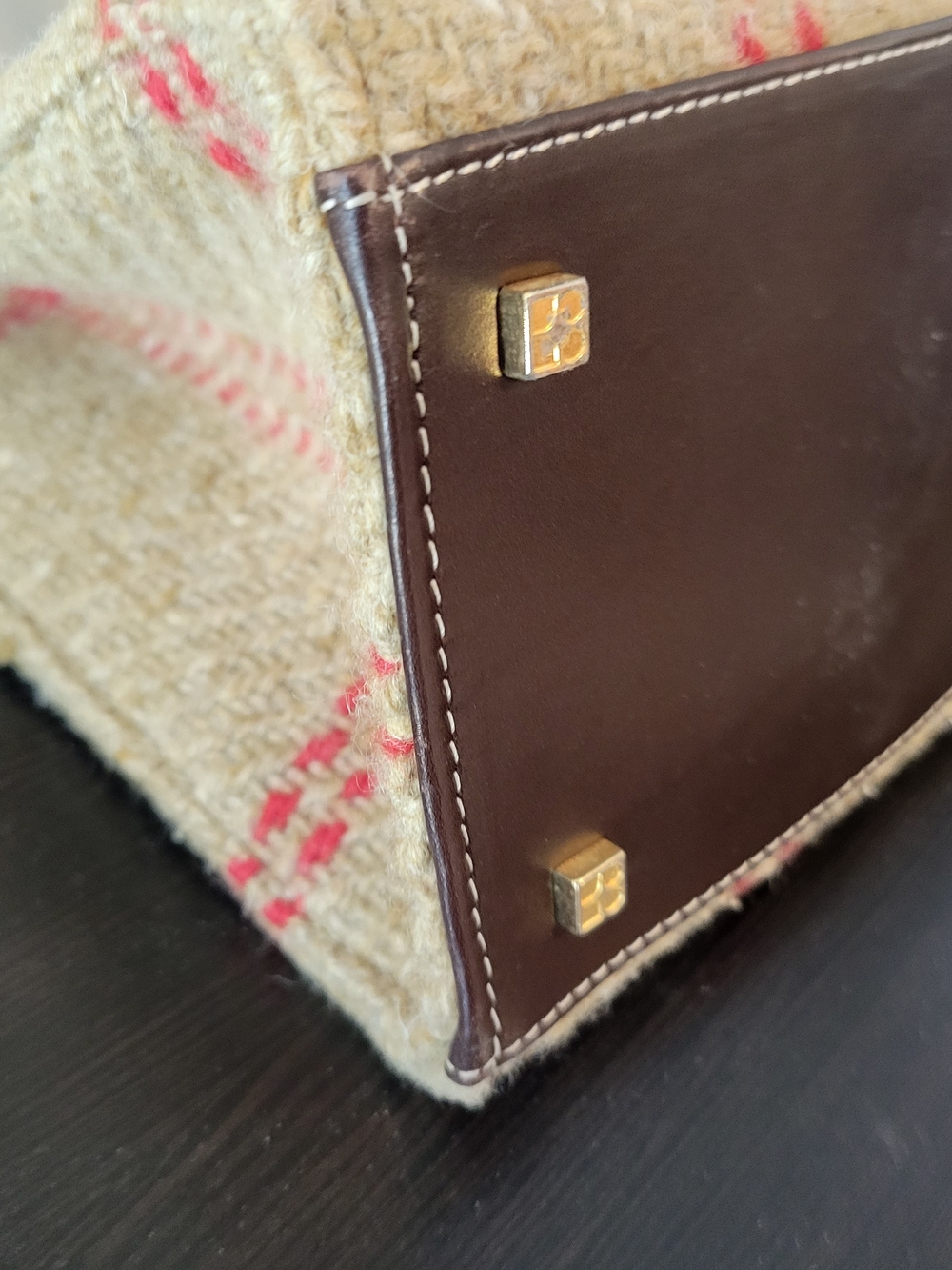 kate spade Red & Beige Plaid Wool Tote - Picture 8 of 9